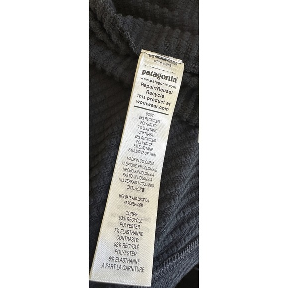Patagonia R1 Fleece Pullover Hoody Half Zip Black Waffle Lightweight Men's Large - Picture 9 of 16